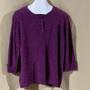 CJ Banks Size 3X Purple Sweater with 3/4 Sleeve